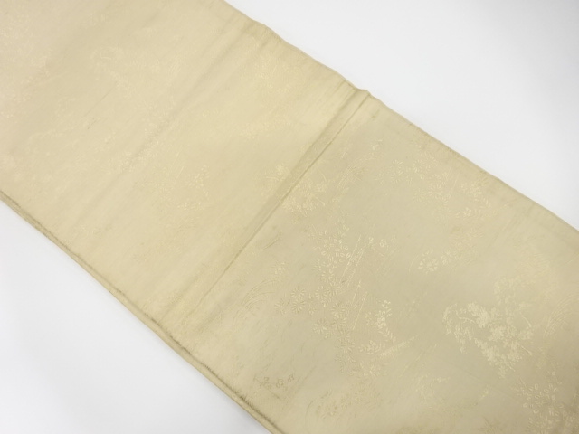 アンティーク　橋に萩・松模様織出し丸帯（材料）